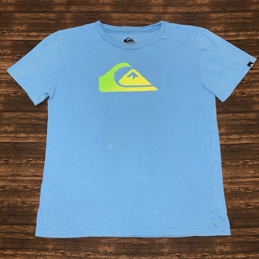 Quiksilver Youth T Shirt Blue Green Graphic Tee Size XL 18/20